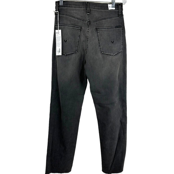 Hudson NWT Kass High Rise Straight Ankle Distressed Gray Jeans Size 28 Raw Hem - Picture 2 of 11